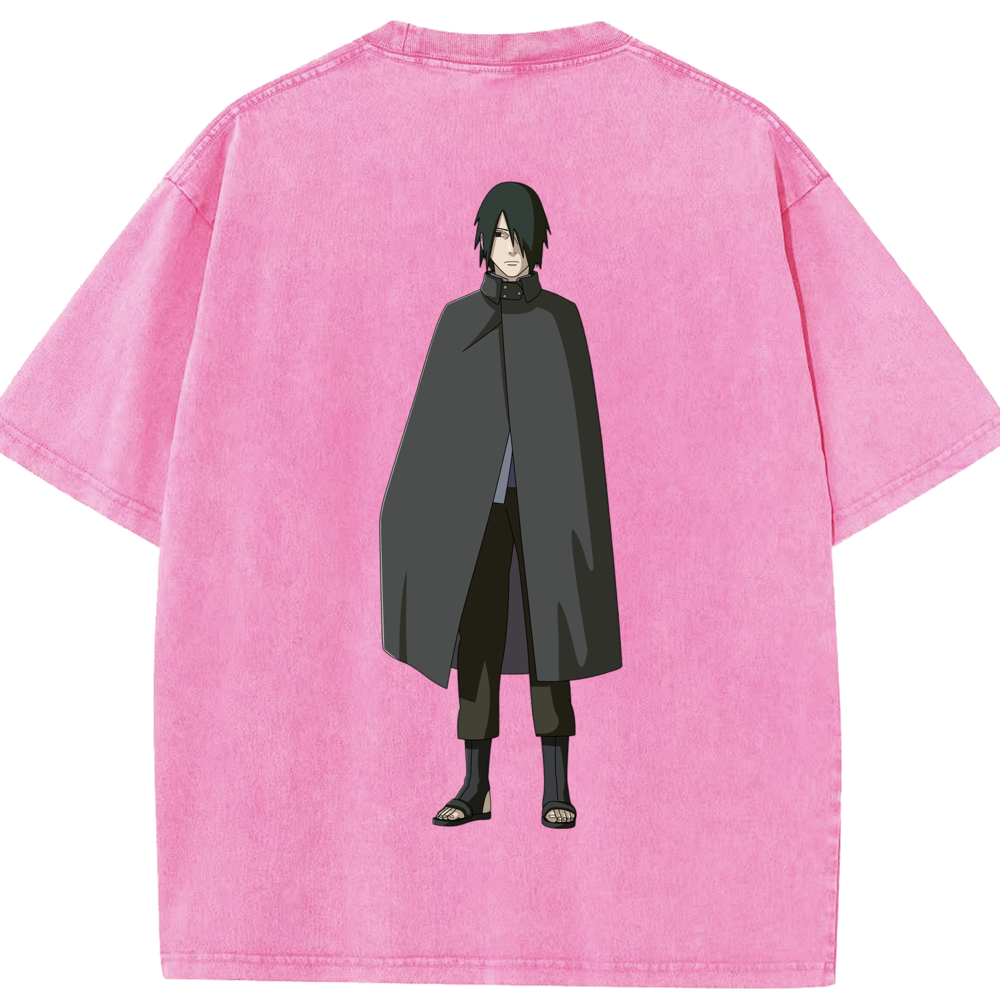 （画像用） NARUTO -ナルト- うちは サスケ Uchiha Sasuke 綿100% ヴィンテージ風 半袖Tシャツ（背面プリント）